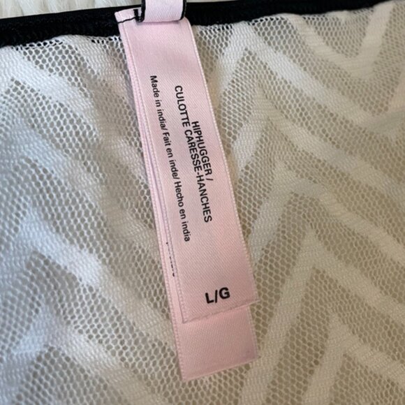 Victoria's Secret HipHugger White Chevron print black Piping trim Sheer Large - Picture 4 of 16